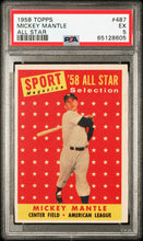 Load image into Gallery viewer, 1958 Topps  #487 Mickey Mantle All Star Psa 5 EX