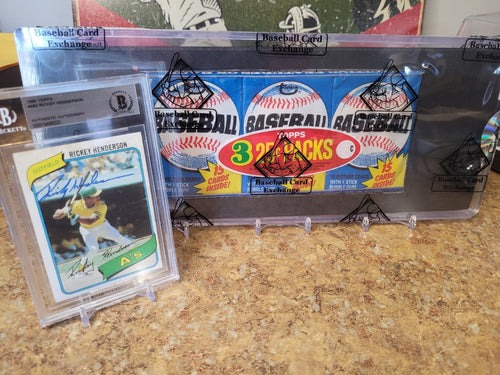 1980 Topps Baseball Wax Pack Tray (45 spots) + Autographed Henderson RC