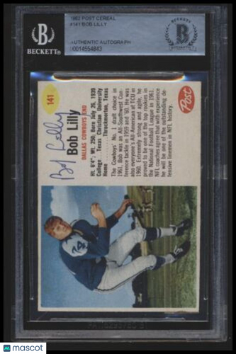 1962 Post Cereal Bob Lilly BGS Authentic Auto