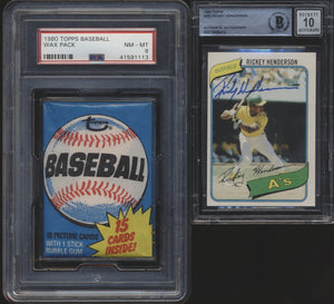 1980 Topps Baseball Wax Pack (15 spots) #6 + Autographed Henderson RC!