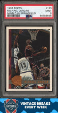 Load image into Gallery viewer, 1997 Topps #123 Michael Jordan Minted In Springfield PSA 9 (light chip case)