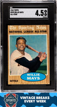 Load image into Gallery viewer, 1962 Topps #395 Willie Mays All-Star SGC 4.5