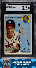 Load image into Gallery viewer, 1954 Topps #20 Warren Spahn SGC 3.5