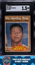 Load image into Gallery viewer, 1962 Topps #471 Mickey Mantle All-Star SGC 1.5