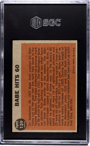 1962 Topps Babe Hits 60 #139 Babe Ruth Special Green Tint SGC 7