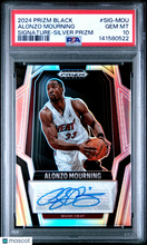 Load image into Gallery viewer, 2024 Panini Prizm Black Signatures Alonzo Mourning #SIG-MOU Silver PSA 10
