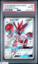 Load image into Gallery viewer, 2018 Pokemon Sun &amp; Moon Celestial Storm Scizor GX Fa Celestial Storm PSA 8 #158