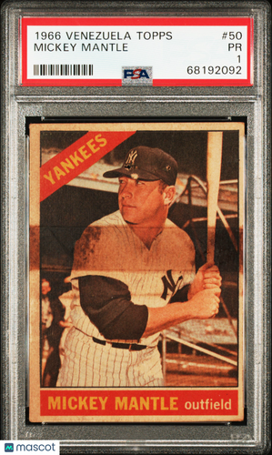 1966 Venezuela Topps Mickey Mantle #50 PSA 1