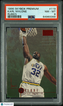 Load image into Gallery viewer, 1996 Skybox Premium Karl Malone #119 Rubies PSA 8