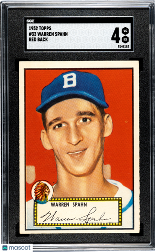 1952 Topps #33 Warren Spahn SGC 4