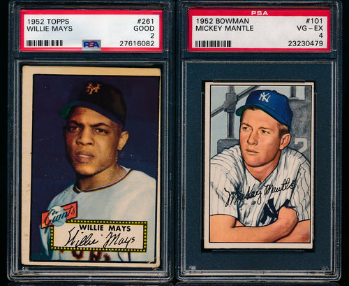Post-WWII Graded Mega Mixer featuring a 1952 Bowman Mantle and 1952 Topps Mays (Limit 15)