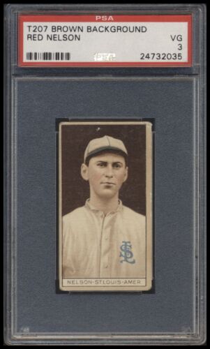 1912 T207 Brown Background Red Nelson  Psa 3 Red Cycle Back