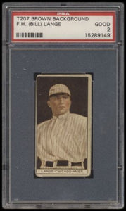 1912 T207 Brown Background F.h. (bill) Lange  Psa 2 Anonymous Back Factory 3