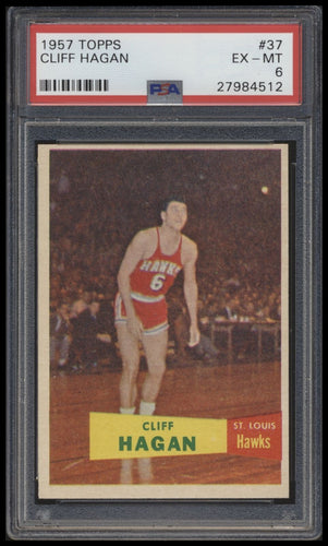1957 Topps #37 Cliff Hagan psa 6 EXMT RC
