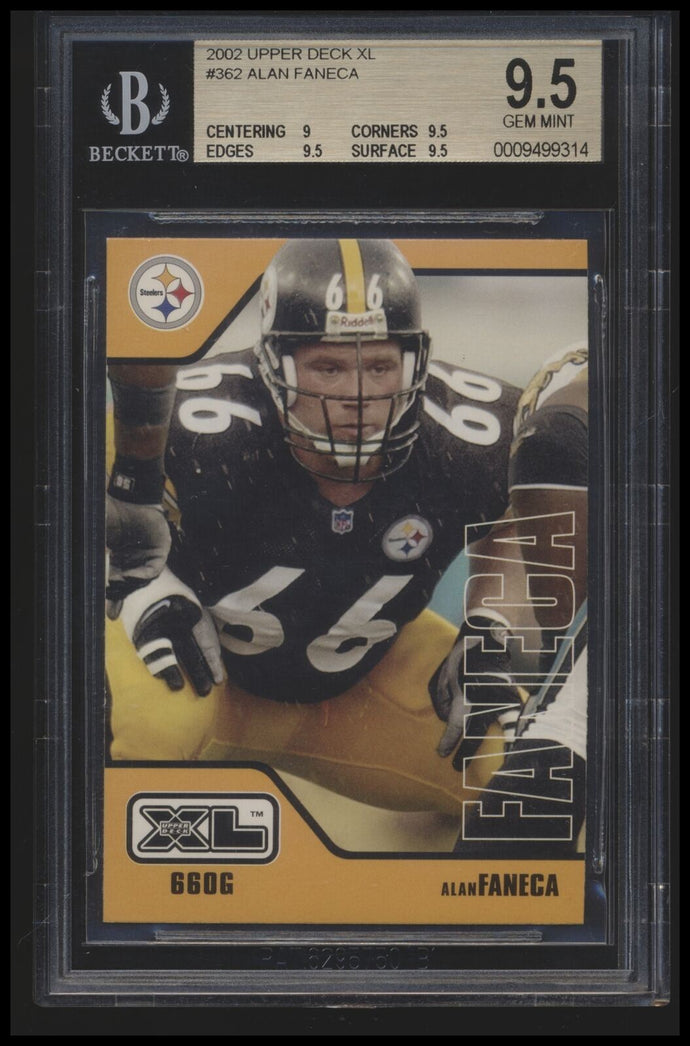 2002 Upper Deck XL #362 Alan Faneca bgs 9.5 Mint+ RC