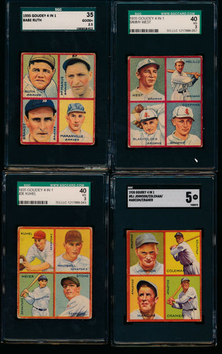 1935 Goudey 4-in-1 Complete Set Group Break (Limit 4) All SGC Graded