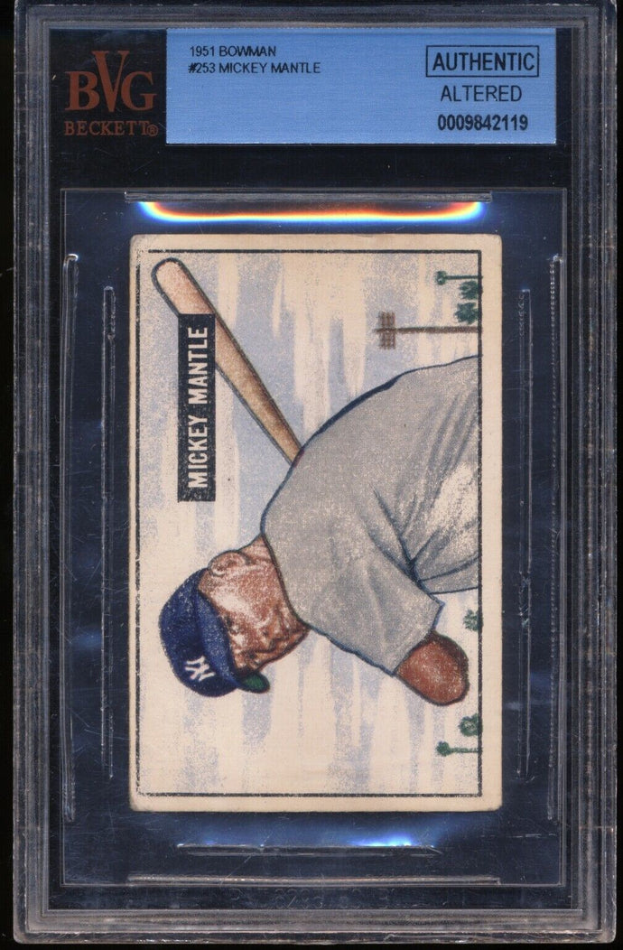 1951 Bowman 253  Mickey Mantle HOF RC BVG Authentic 15053