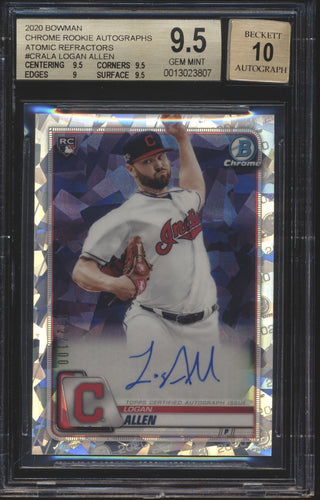 2020 Bowman Chrome Logan Allen RC Atmoic Ref /100 BGS 9.5/10 GEM MINT