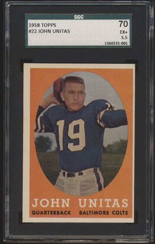 1958 Topps  22 Johnny John Unitas  SGC 5.5 EX+ 15023