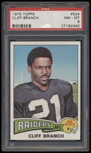 1975 Topps #524 Cliff Branch psa 8 NMMT RC