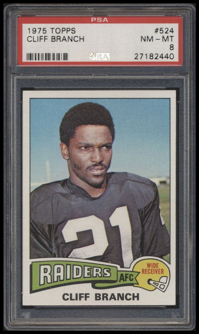1975 Topps #524 Cliff Branch psa 8 NMMT RC