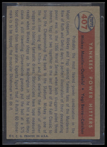 1957 Topps #407 Yankees Power Hitters/mickey Mantle/yogi Berra  Bgs 3