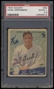 1934 Goudey 62 Hank Greenberg  Psa 2.5 Rc