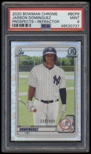 Load image into Gallery viewer, 2020 Bowman Chrome Prospects  #bcp8 Jasson Dominguez Refractor /499 Psa 9