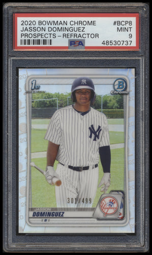 2020 Bowman Chrome Prospects  #bcp8 Jasson Dominguez Refractor /499 Psa 9