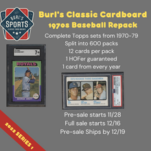 Load image into Gallery viewer, Burl&#39;s Classic Cardboard ~ 1970s Topps Baseball Set Break Repack