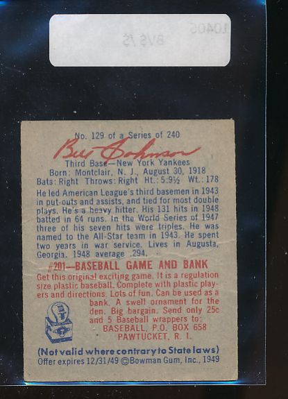 1949 Bowman  129 Bill Johnson  G 10406