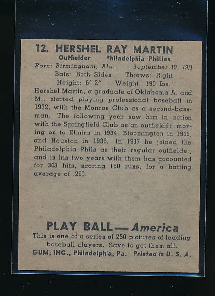 1939 Play Ball  12 Hershel Martin  Trimmed 10552