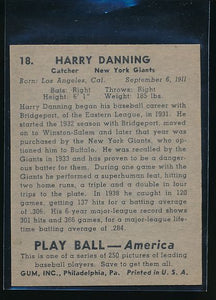 1939 Play Ball  18 Harry Danning  Trimmed 10566