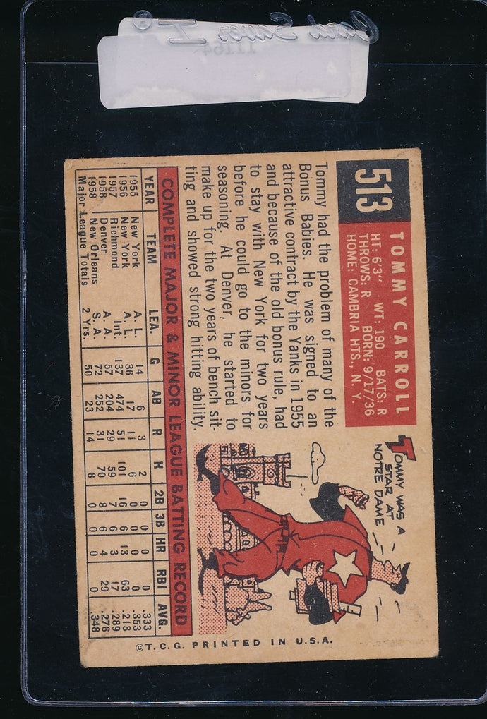 1959 Topps  513 Tommy Carroll  G/VG 11164