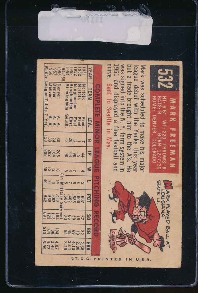 1959 Topps  532 Mark Freeman RC VG-EX 11170