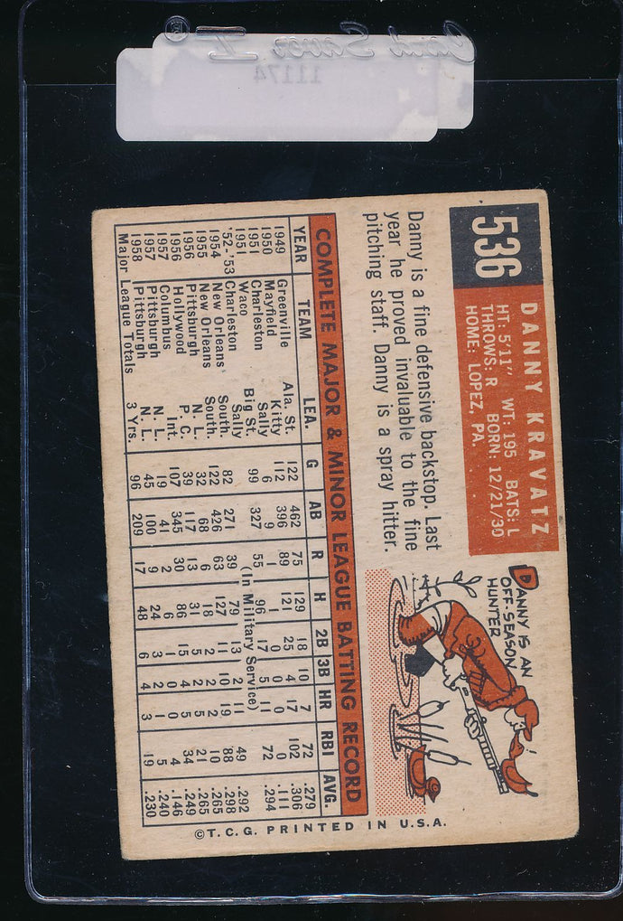 1959 Topps  536 Danny Kravitz  G/VG 11174
