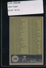 Load image into Gallery viewer, 1961 Topps  189 Checklist 3   EX-MT 11192