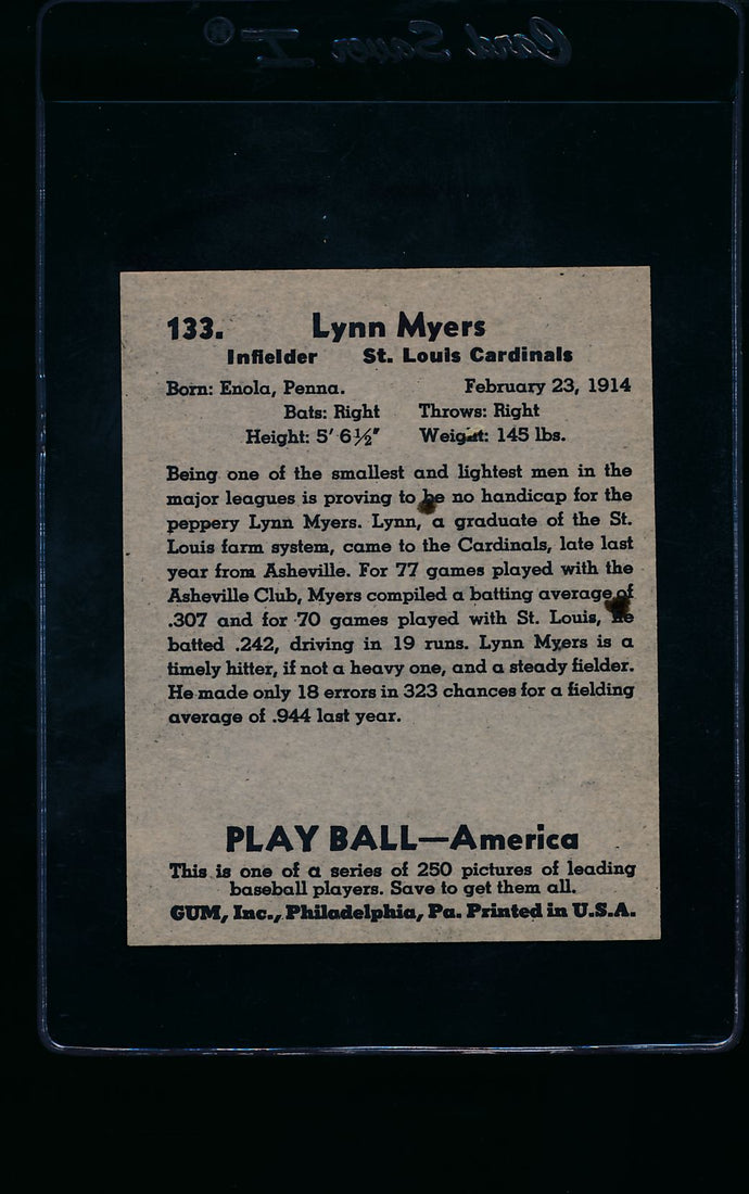 1939 Play Ball  133 Lynn Myers  Trimmed 11464