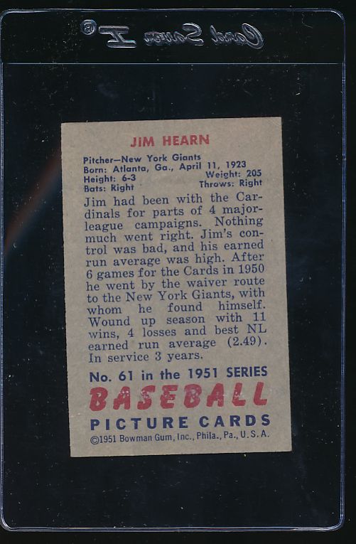 1951 Bowman  61  Jim Hearn   VG 11854