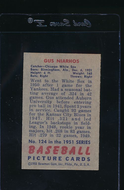 1951 Bowman  124 Gus Niarhos  EX 12053
