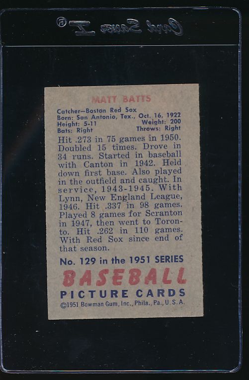 1951 Bowman  129 Matt Batts  G 12076