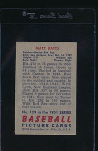 1951 Bowman  129 Matt Batts  G 12078