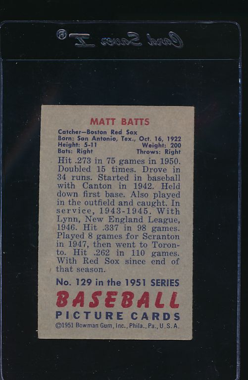1951 Bowman  129 Matt Batts  G 12078