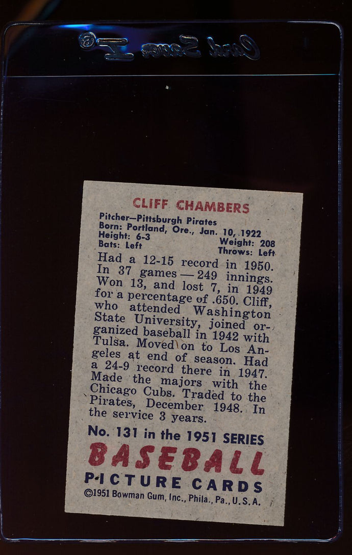1951 Bowman  131 Cliff Chambers   EX-MT 12315