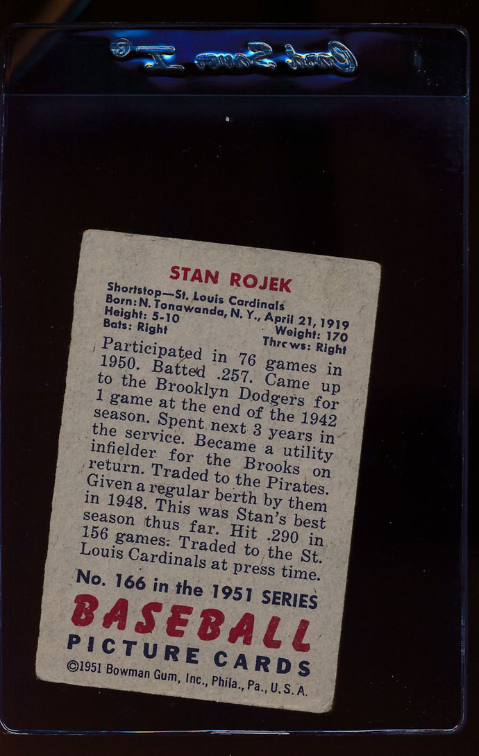 1951 Bowman  166 Stan Rojek   VG 12324