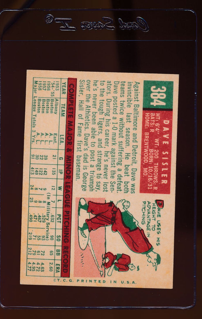 1959 Topps  384 Dave Sisler  EX 12416