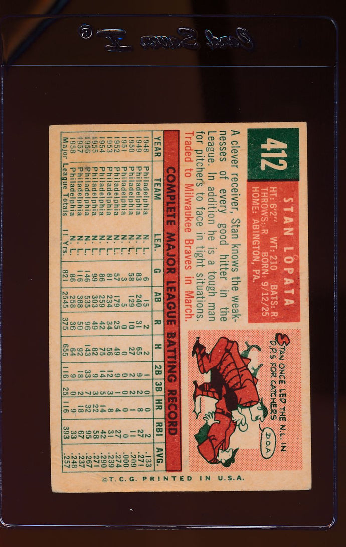1959 Topps  412 Stan Lopata  VG 12421