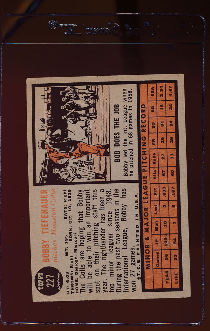 1962 Topps  227 Bob Tiefenauer  VG-EX 12483