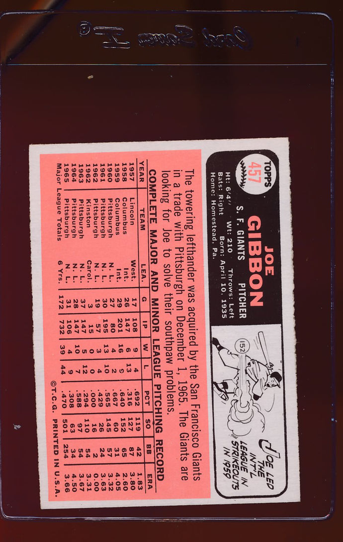 1966 Topps  457 Joe Gibbon  EX-MT 12541