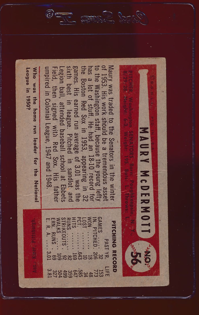 1954 Bowman  56 Maurice McDermott  G 12724
